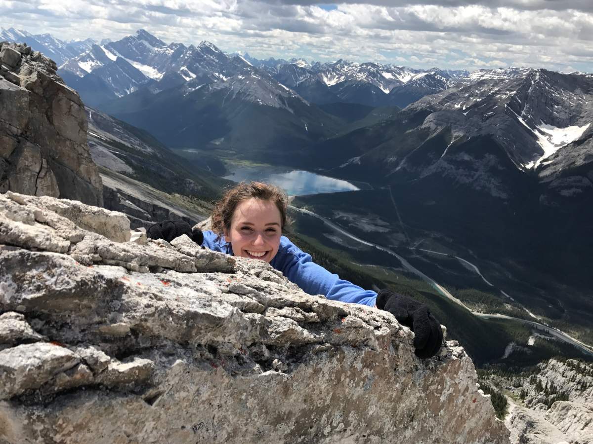 Maria hiking in the mountains.