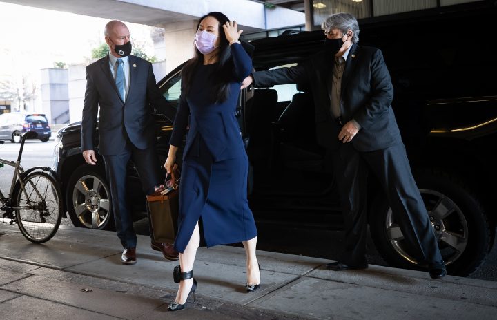 Meng Wanzhou, chief financial officer of Huawei, arrives at B.C. Supreme Court, in Vancouver, on Monday, March 15, 2021. 