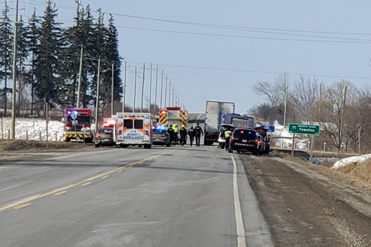 Emergency crews were called to the intersection of Highway 7 and Woolwich-Guelph Townline on Wednesday morning. 