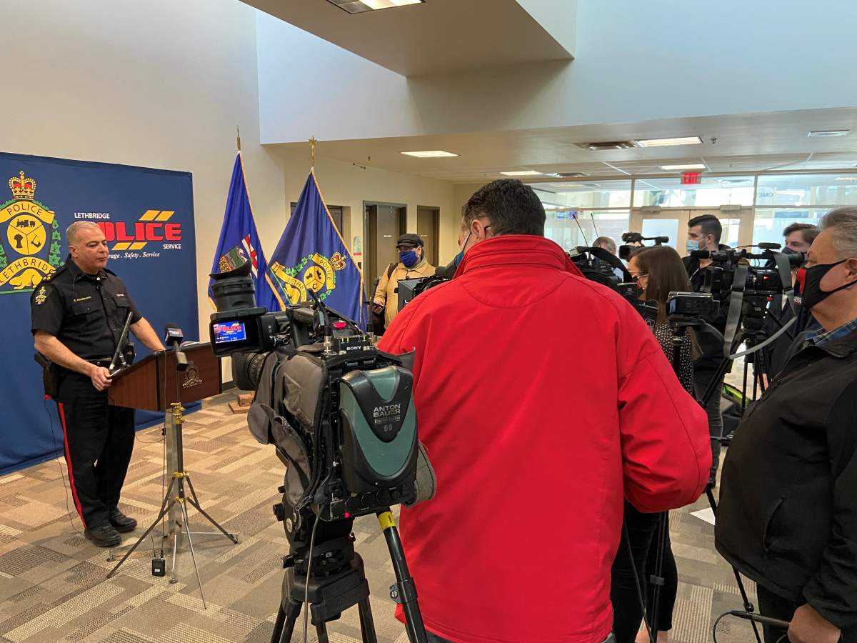Lethbridge police Chief Shahin Mehdizadeh hosted a press conference on Wednesday, March 10, 2021.