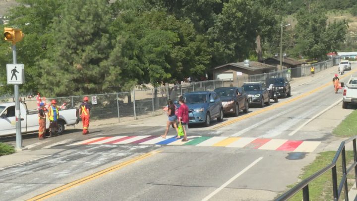 The crosswalk on Kalamalka Road, near Kal Beach, was installed in 2017 as a symbol of inclusion.

