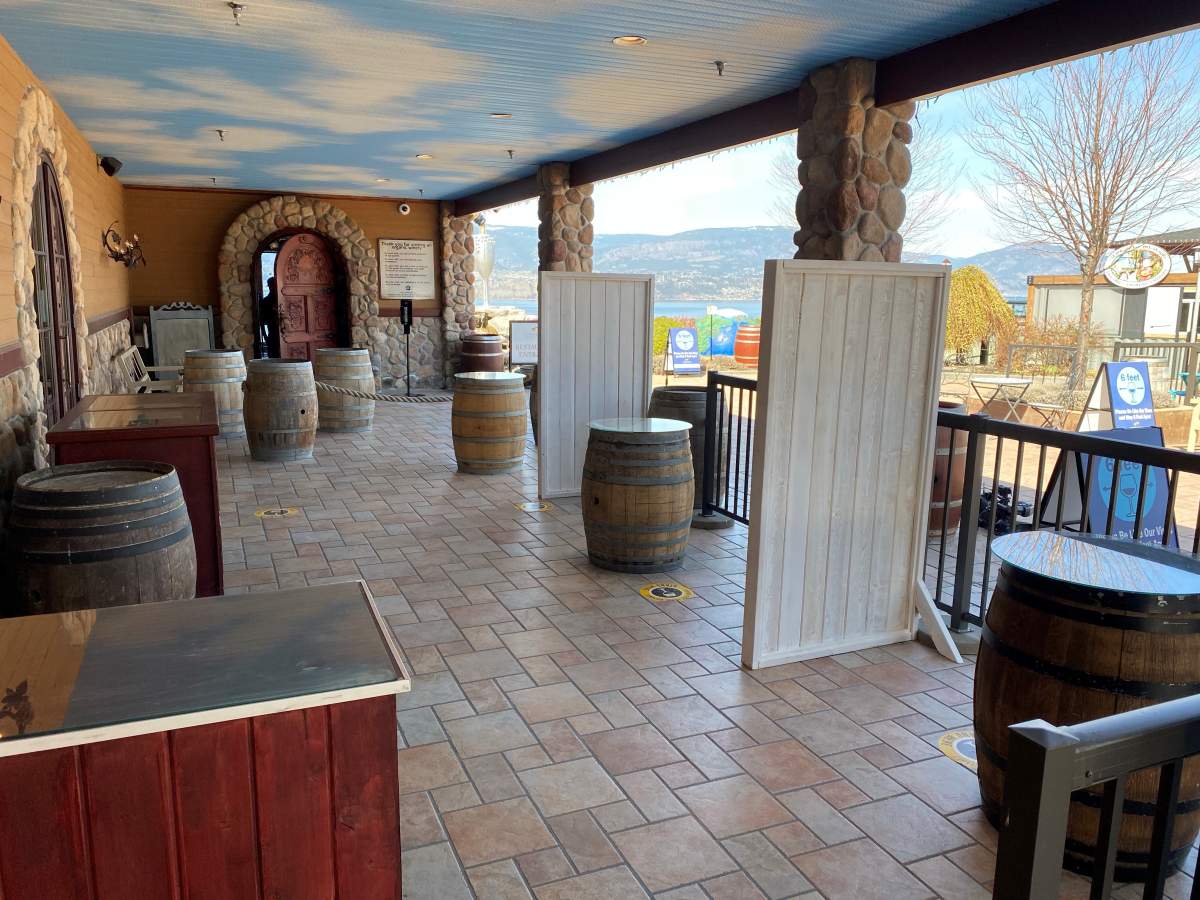 At Summerhill Pyramid Winery in Kelowna, B.C., additional outdoor wine tasting stations are erected, in the wake of new COVID-19 restrictions in B.C.
