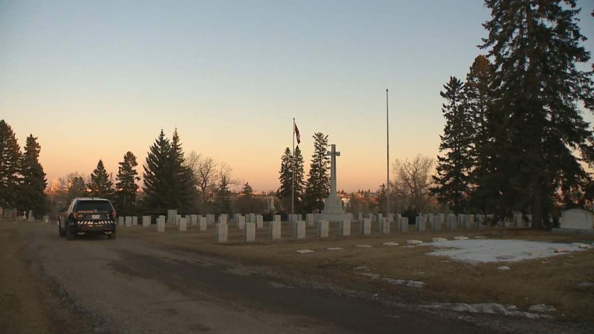 Someone had taken the Confederate flag down by the time Calgary police officers arrived on Tuesday, March 16, 2021.