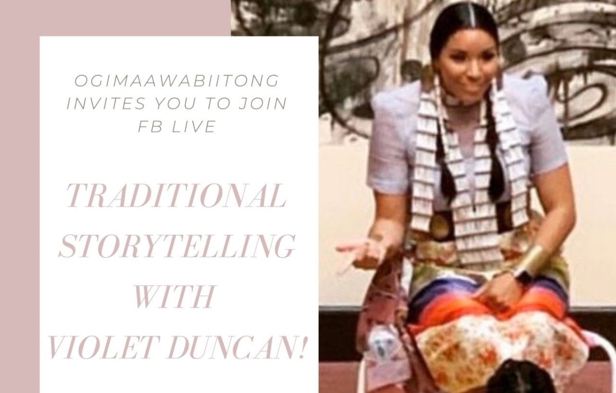 Violet Duncan offers traditional storytelling performances on Facebook through live sessions. 