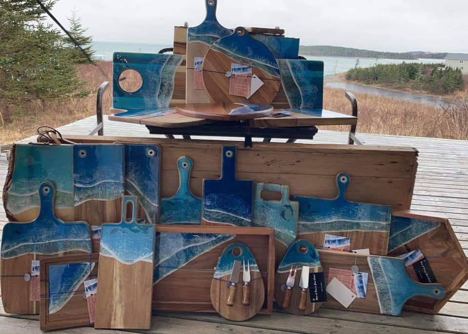 Nancy Hollet uses wood and resin to create unique pieces to sell at craft shows.