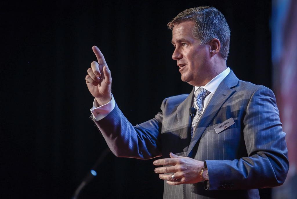 Canadian Pacific Railway president and CEO Keith Creel addresses the company's annual meeting in Calgary, Wednesday, May 10, 2017.