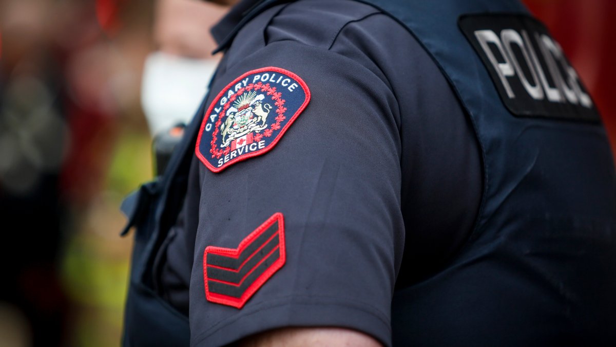 A Calgary Police Service officer is seen Tuesday, April 14, 2020.