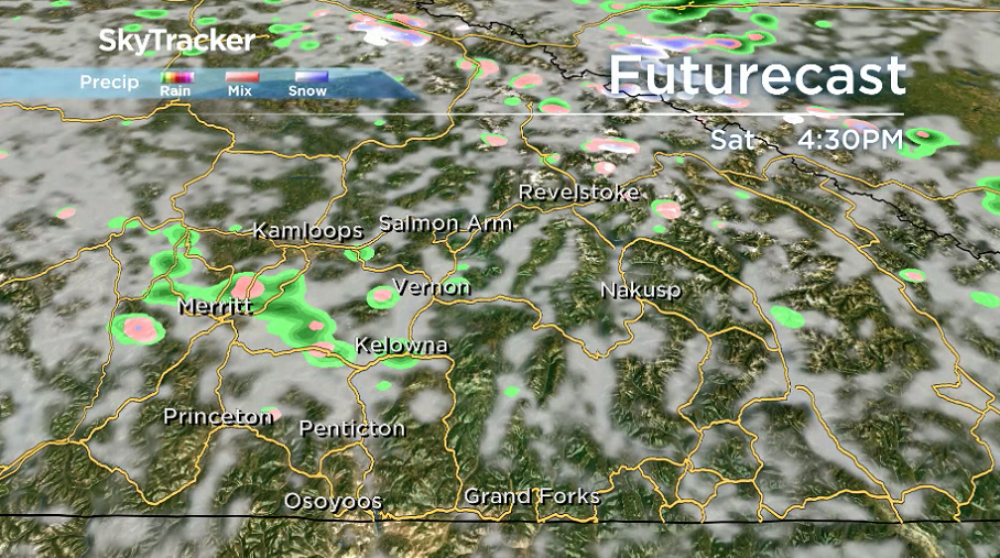 A chance of showers slides into the Okanagan for the first day of May on Saturday.