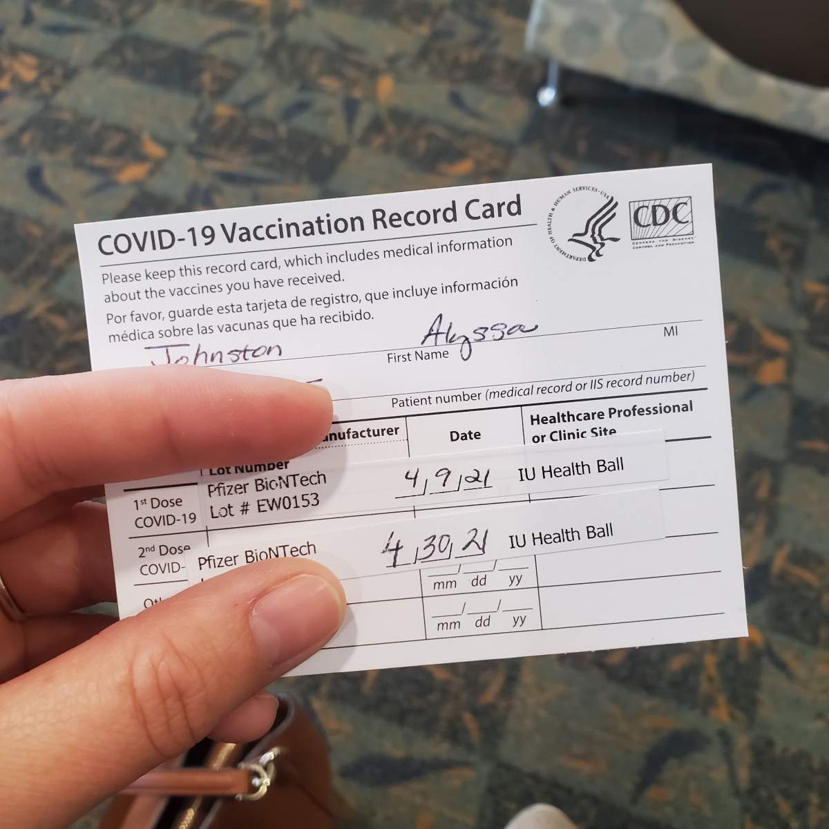 Alyssa Johnson received her second Pfizer dose on Friday.