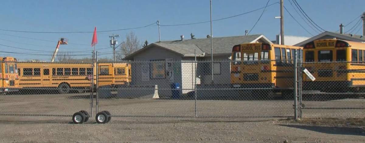 Calgary police responded to a bus yard near 41 Avenue and 6 Street N.E. on Monday, April 5, 2021.
