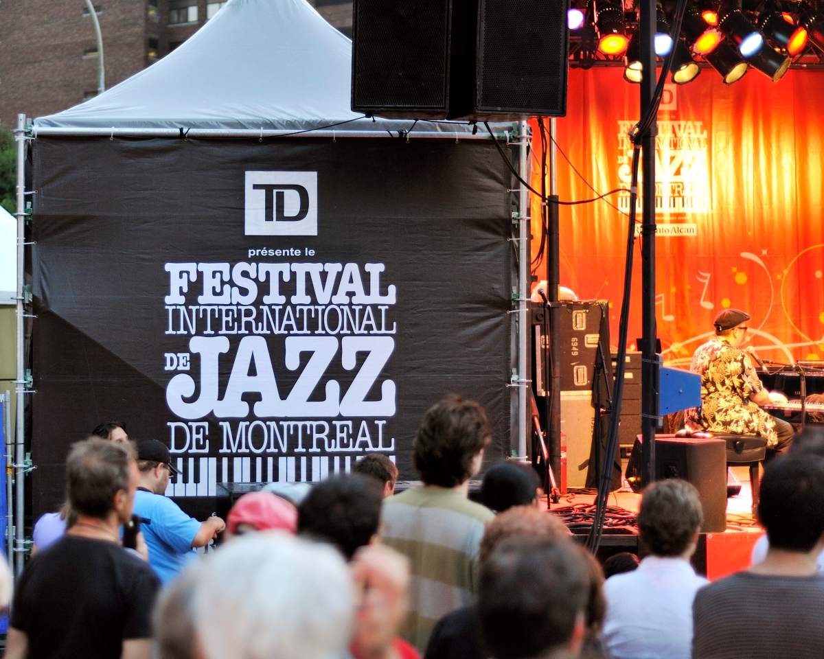 A crowd at the Montreal Jazz Festival listening to a concert, Montreal, Que.. June 28, 2012. 