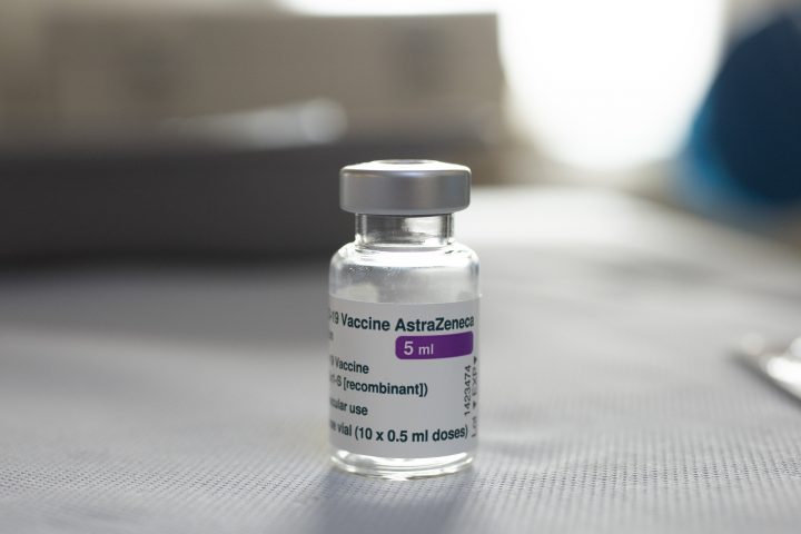 A vial of AstraZeneca vaccine against COVID-19 sits on a general practitioner's table during a vaccination campaign in Amsterdam, Netherlands, Wednesday, April 14, 2021. 