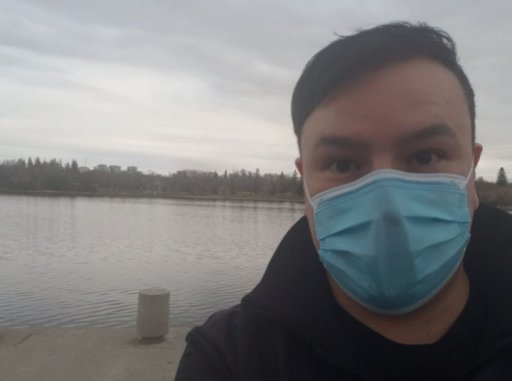 As Matthew Cardinal, 34, continues to recover from COVID-19 he is now able to walk around Wascana Lake without needing his oxygen tank.