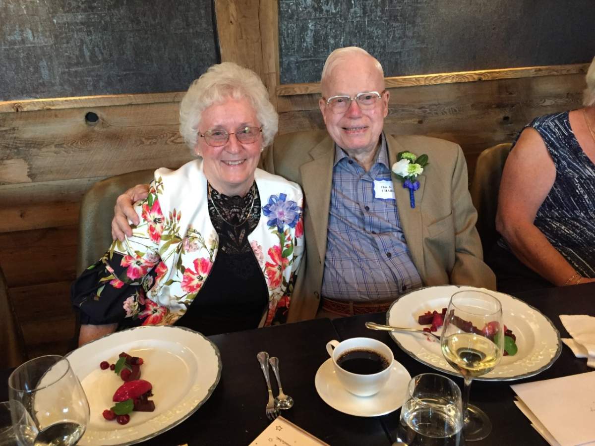 Diann and Charlie Millage celebrating Charlie's 94th birthday in 2019. 