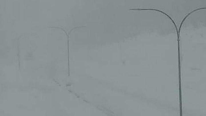 Weather conditions at the Zopkios rest area near the summit of the Coquihalla Highway on Saturday morning.