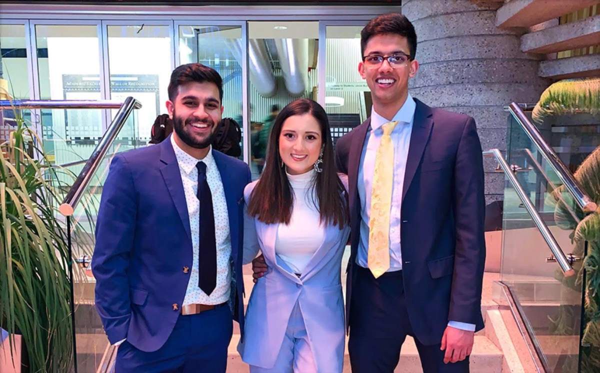 University of Alberta science students Simran Dhillon, Adarsh Badesha and Ajay Gill are working on a technology that could reduce fentanyl overdoses.