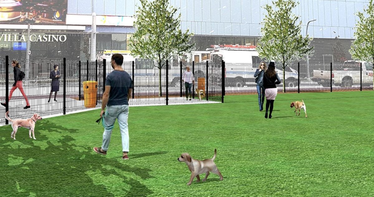 Edmonton's Ice District announces construction will be begin on a privately owned off-leash dog park at the downtown district, April 14, 2021. 