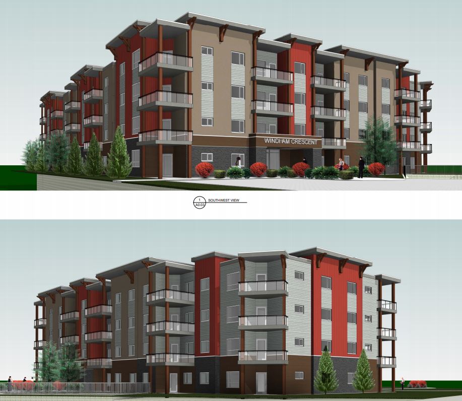 An artist’s rendition of what the condo building was to look like when completed. It was to house 54 units.