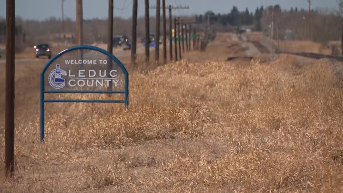 Dead grass amid dry weather in Leduc County, Alta. on Friday, April 16, 2021.