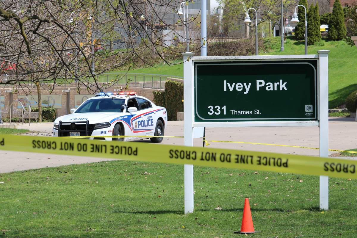 Police on scene in Ivey Park on April 30, 2021.
