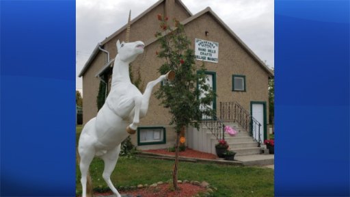 Morgan the unicorn is a beloved landmark in the small Alberta town of Delia.