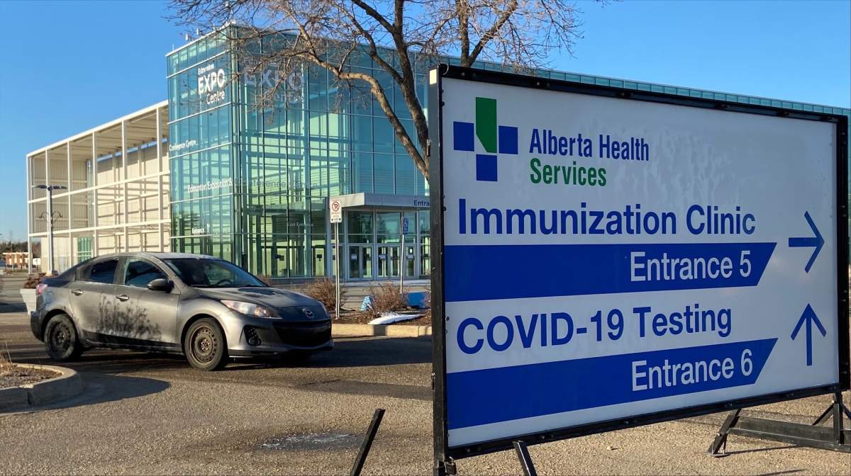 A rapid flow-thru COVID-19 vaccination site opens at the Edmonton Expo Centre Monday, April 12, 2021.