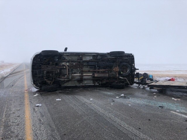 There was one minor injury after a crash on the Trans Canada Highway Monday morning.