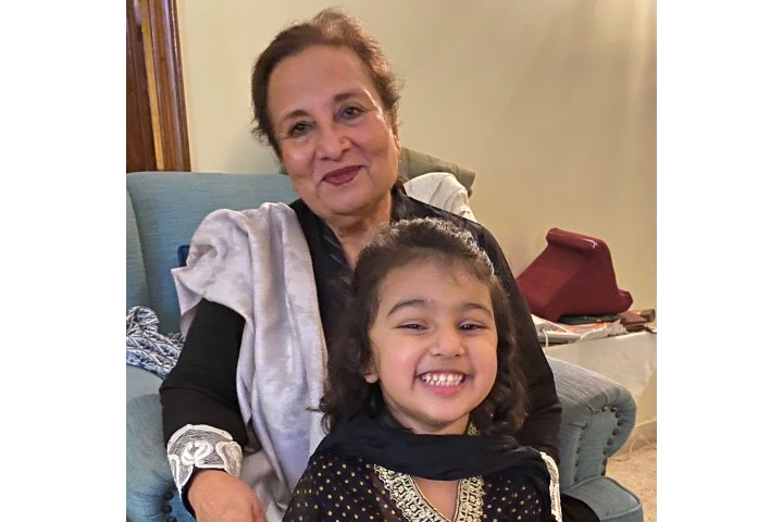 Nasreen Fatah Hamirani with her granddaughter