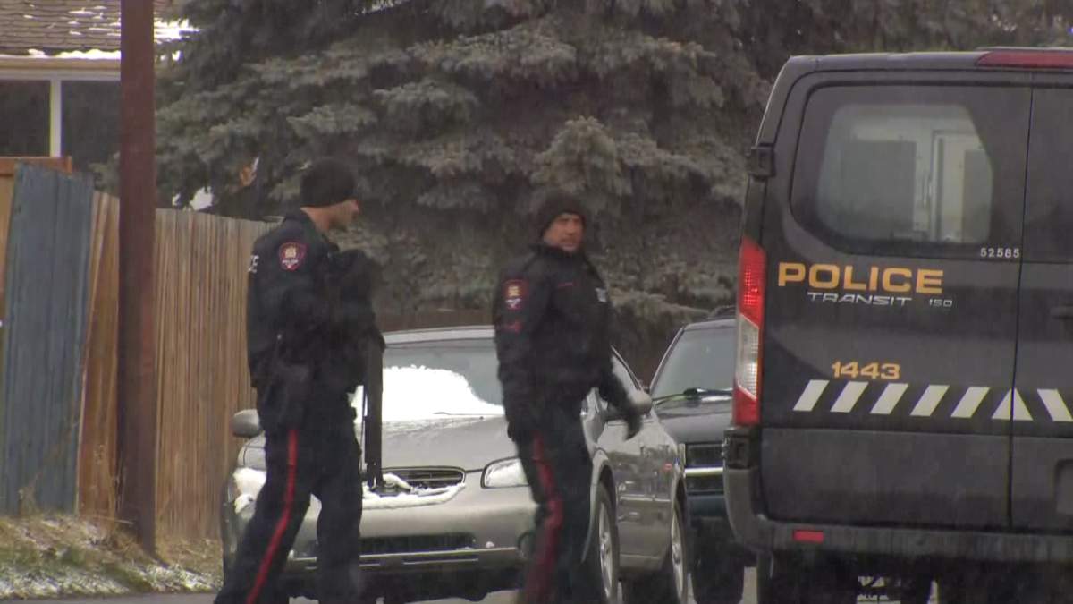 Police on the scene of a shooting in northeast Calgary on Thursday, April 22.
