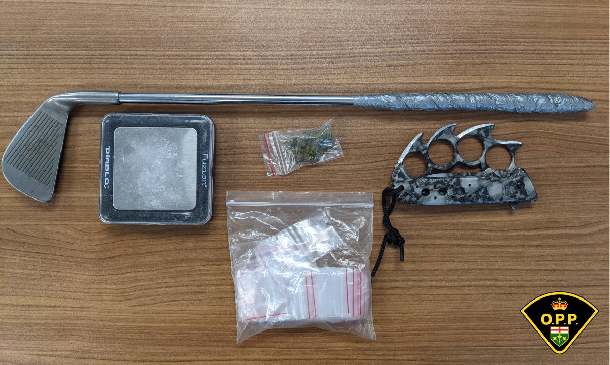 A 40-year-old from Brighton, Ont., was arrested and charged for possession of weapons and drugs after being found asleep in a vehicle in Trenton, Ont. 