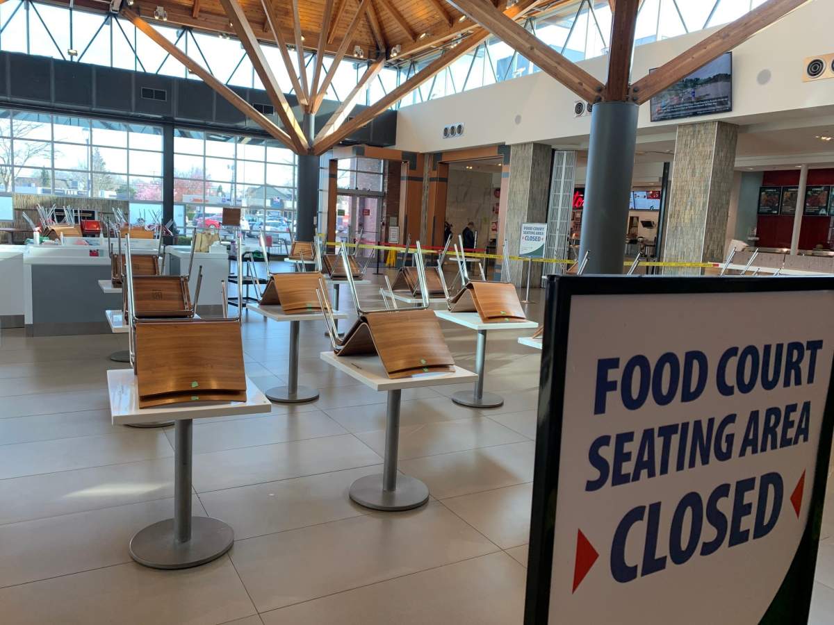 The Hillside Mall in the Victoria food court is closed for in person dining. 