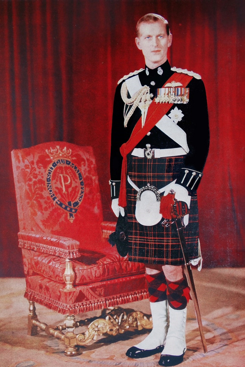 Prince Philip in uniform as his role as Honorary Colonel in Chief of the Queen’s Own Cameron Highlanders of Canada.
