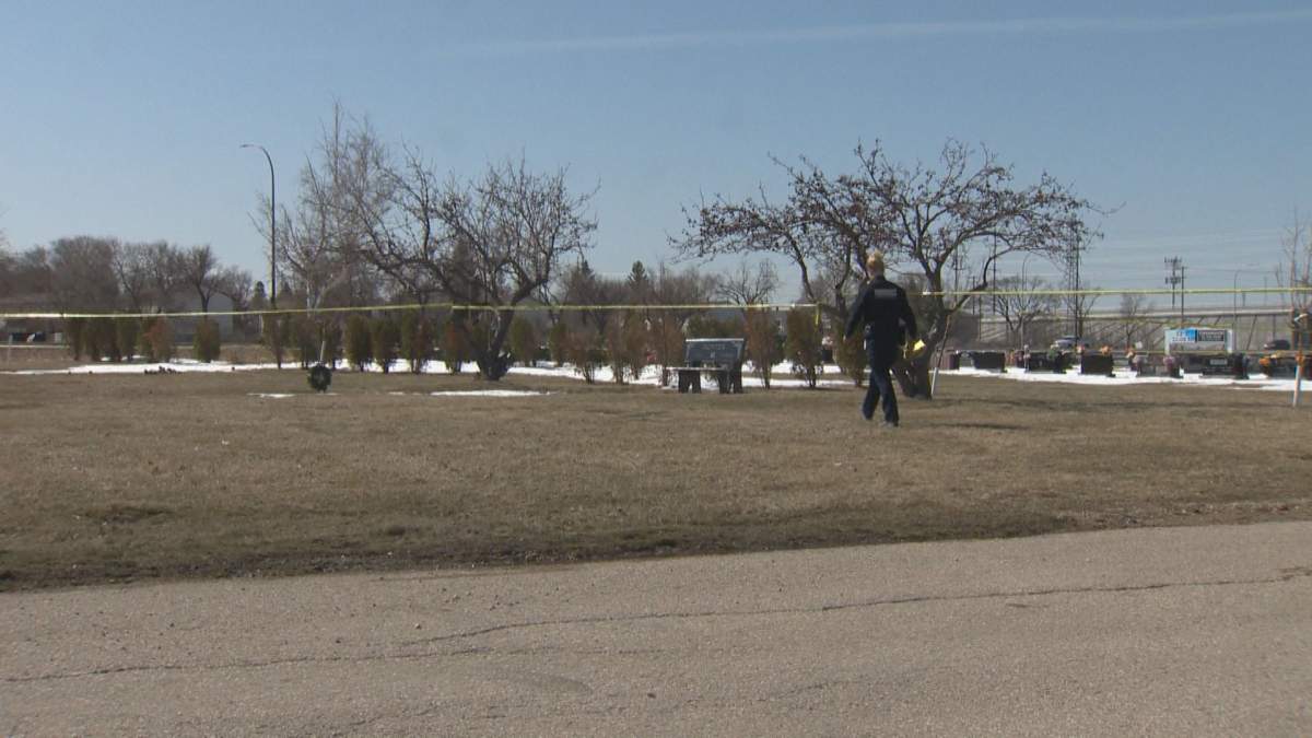 Winnipeg Police on scene at a local cemetery Saturday investigating what is now known to be a homicide.