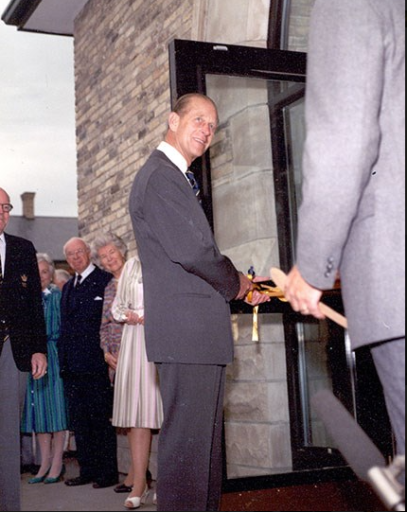 HRH Prince Philip at the Official Opening of the Royal Canadian Regiment Museum at Wolseley Barracks, 1983.