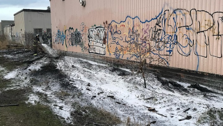 Vernon firefighters extinguished a blaze outside of a Vernon business on Wednesday.