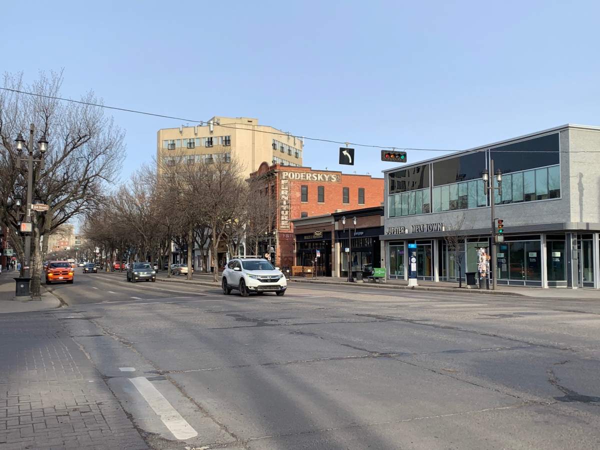 Whyte Avenue on April 14, 2021.