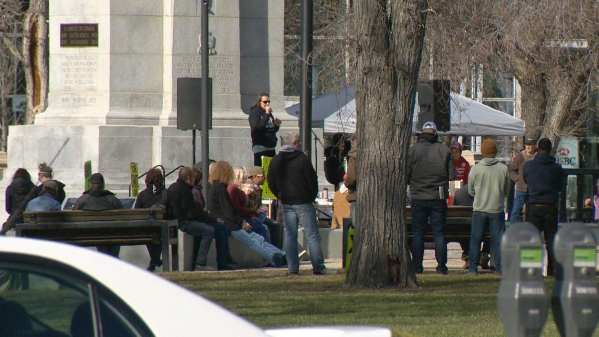 After consultation with the Saskatchewan Health Authority, Regina police officers handed out 4 tickets to protesters on Sunday. 