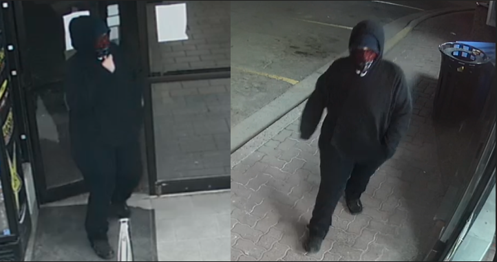 Surveillance images released by London police in connection with the April 15, 2021 robbery.