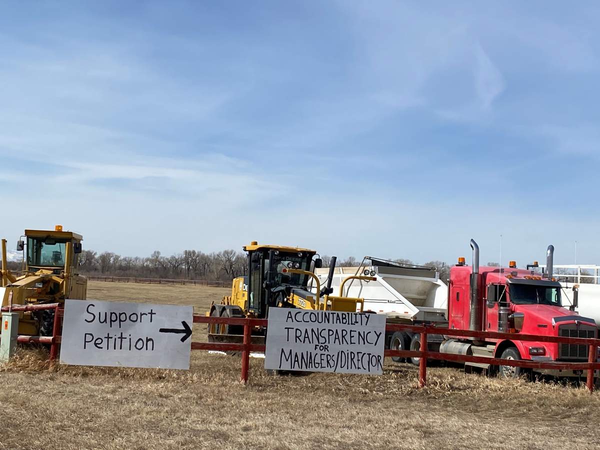 Blood Tribe contractors and truckers petition in Stand Off on April 3.