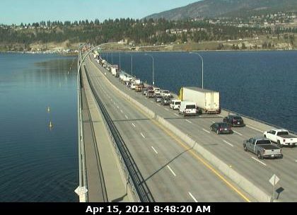 View from webcam on WR Bennett Bridge in Kelowna on April 15.