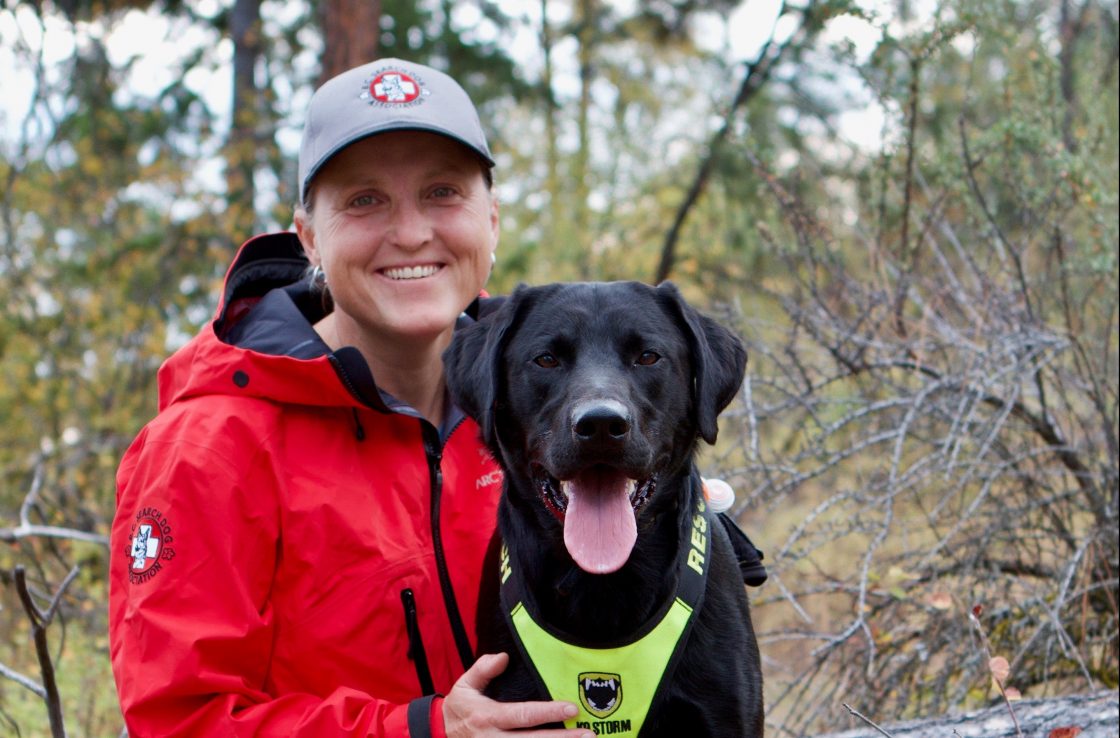 Terry Downs and Chase, a Central Okanagan Search and Rescue dog.