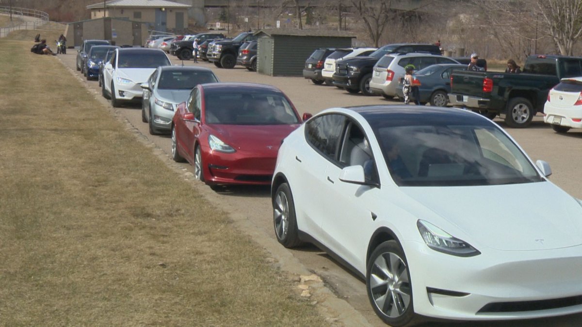 Saskatchewan electric vehicle owners held a rally on Saturday expressing their disappointment with the provincial government's recent decision to impose an annual tax on owners.