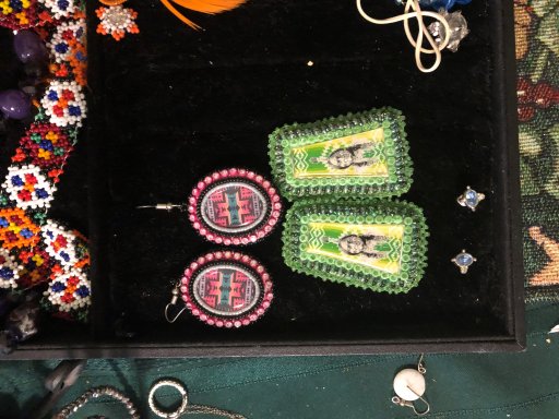 A photo of some earrings crafted by Donna Merasty.