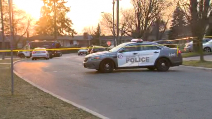 Police investigating a double shooting in Toronto's west end on Saturday.