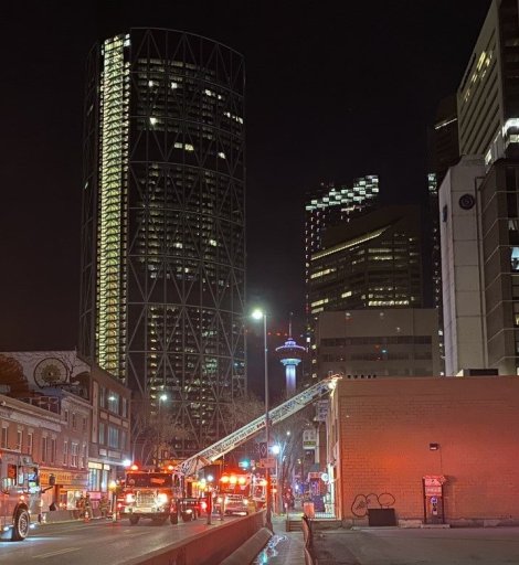 The Calgary Fire Department responded to a blaze in the 200 block of Centre Street S. on Saturday, April 10, 2021.