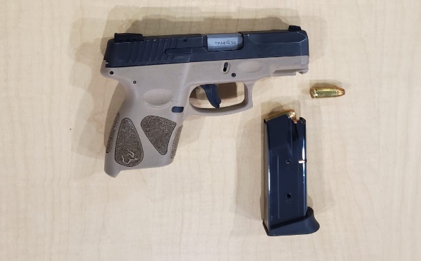 London police say a loaded 9mm handgun was seized during a traffic stop on April 22, 2021.