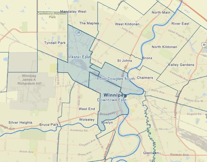 A map on the Province of Manitoba’s website shows three Winnipeg neighbourhoods designated as COVID-19 hotspots where vaccination eligibility has been expanded to include everyone over the age of 18.