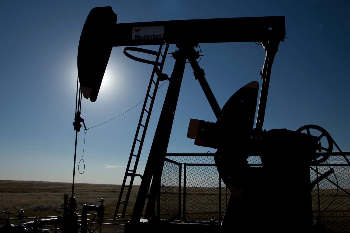 An oilfield pumpjack, belonging to Torxen, works producing crude near Brooks, Alberta on Sept. 11, 2020.  THE CANADIAN PRESS IMAGES/Larry MacDougal.
