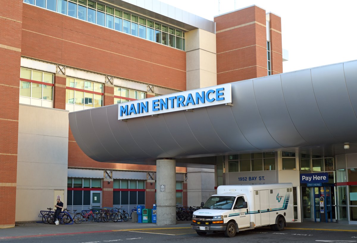A view of the exterior and main entrance to Royal Jubilee Hospital in Victoria, British Columbia on September 9, 2020. 