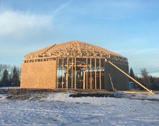 The partially constructed turtle lodge at Alexander First Nation, located northwest of Edmonton, Alta.
